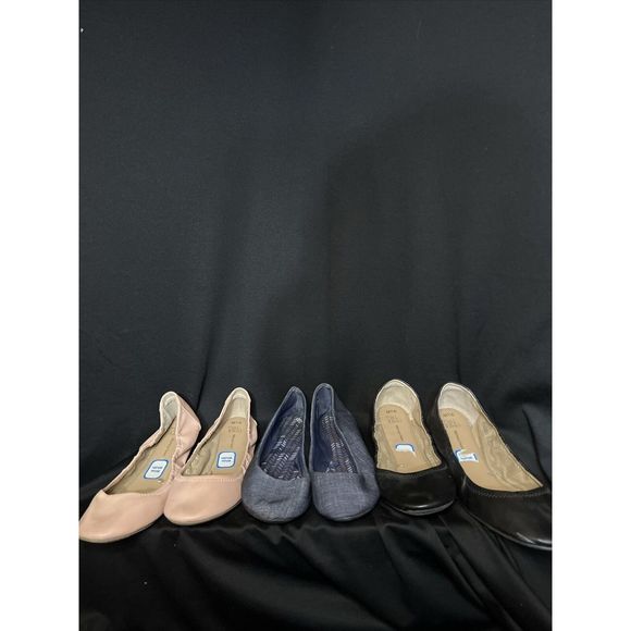 Lot 3 pr Woman's, Time and Tru, Usa size 9.5  flats. (Pre-Owned) Blue Black pink - Picture 1 of 16